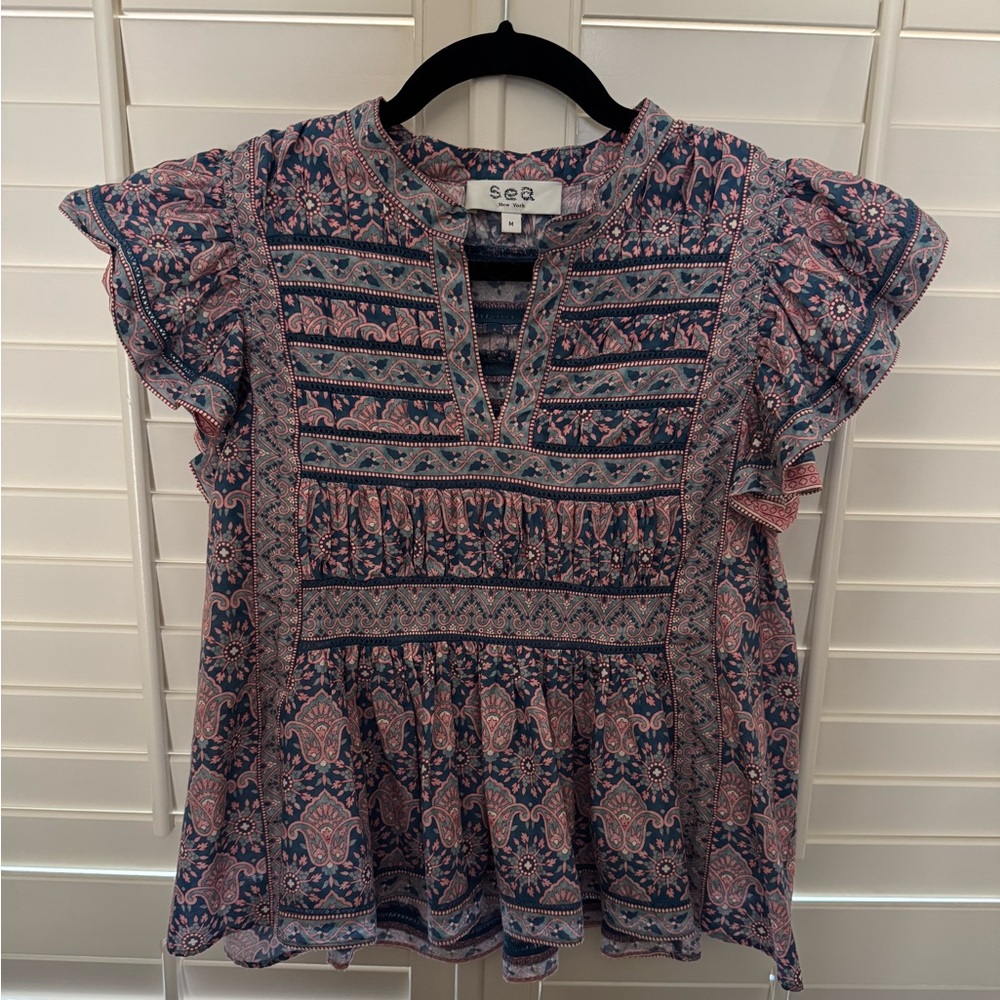 Sea NY flutter sleeve blouse